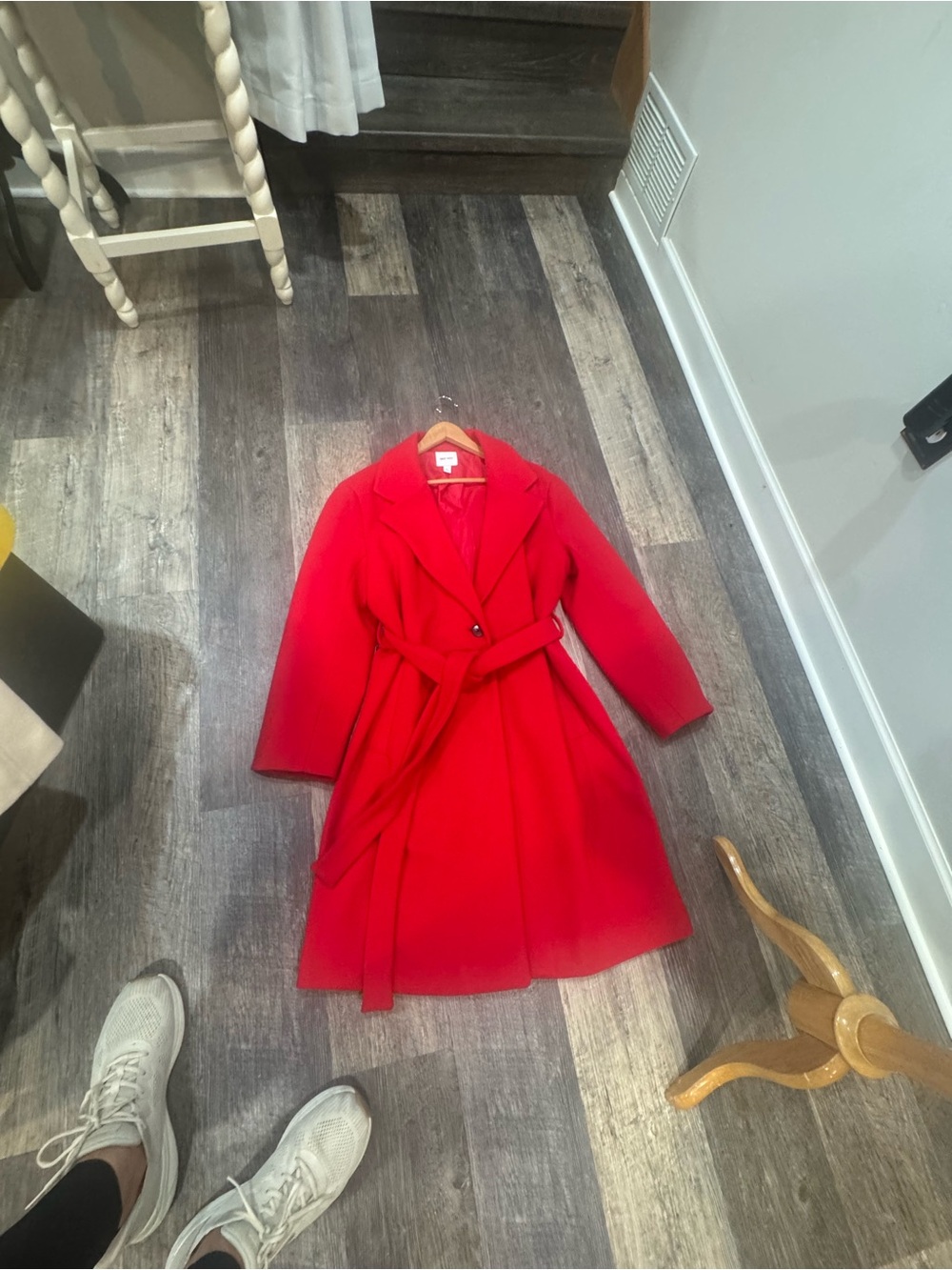 Nine West Bright Red Belted Trench Coat